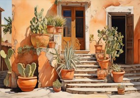 Poszter 100x70cm Napsütötte Kaktuszsarok