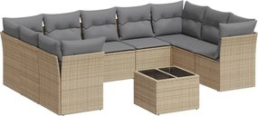 vidaXL 10 részes bézs polyrattan kerti ülőgarnitúra párnával