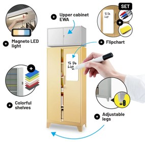 Zárható irodai szekrény JAN, 900 x 1850 x 400 mm, Fresh Style: bézs