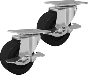 vidaXL Kerekek 2 pcs Fekete és ezüst 50,7 x 50,7 x 24,4 mm