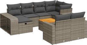 vidaXL 11 részes szürke polyrattan kerti ülőgarnitúra párnákkal