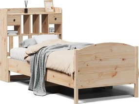 vidaXL tömör fenyőfa könyvespolcos ágy matrac nélkül 100 x 200 cm