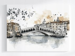 Vászonkép Canvas Város Panoráma Velence Híd Rialto Vázlat 100x75