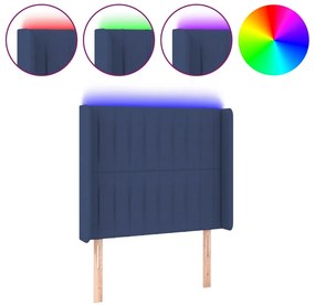 kék szövet LED-es fejtámla 83x16x118/128 cm