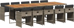 vidaXL 11 részes szürke polyrattan kerti ülőgarnitúra párnákkal