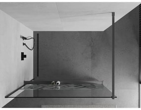 Mexen Kioto+, Walk-In zuhanyparaván polccal és akasztóval 110 x 200 cm, 8 mm átlátszó üveg fehér mintás, grafit profil, 800-110-121-66-85