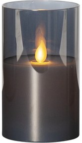 M-Twinkle szürke LED viaszgyertya üvegben, magasság 12,5 cm - Star Trading