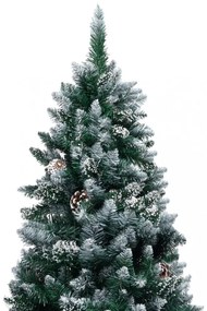 műkarácsonyfa fenyőtobozokkal és fehér hóval 150 cm
