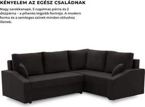 Grande Plus sarokkanapé, jobboldali, szövet anyag, fekete