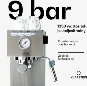Klarstein Pausa, eszpresszógép, 1350 W, 20 bar, 1,4 l, rozsdamentes acél