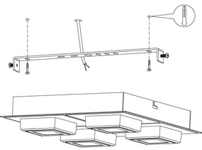 Eglo Masiano 1 99364 mennyezeti lámpa, 4x3,3W LED, 3000K, 4x340 lm