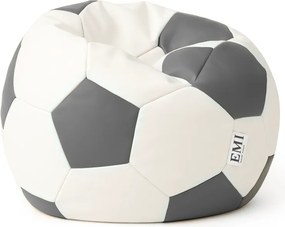 EMI focilabda mintás fehér-szürke műbőr babzsákfotel