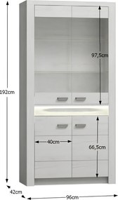Vitrines szekrény, kőris fehér, INFINITY I-03