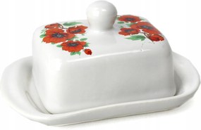 Pipacs motívummal díszített kerámia vajtartó 125g