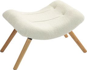 HOMCOM Puff, Berber Plüss Anyagú Puff, Kárpitozott Puff 120 kg Kapacitással, Nappalira, Hálószobába, 67 x 45 x 38 cm, Krémfehér | Aosom