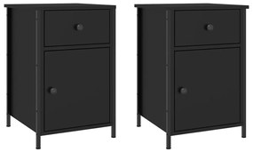 2 db fekete szerelt fa éjjeliszekrény 40 x 42 x 60 cm