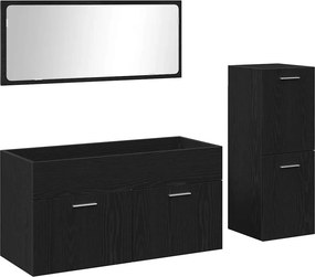vidaXL Fürdőszoba bútor szett tárolóval 3 pcs Fekete tölgy Faanyag