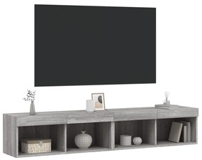 2 db szürke sonoma színű TV-szekrény LED-ekkel 80x30x30 cm