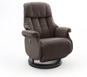 CALGARY Comfort L Barna bőr relax fotel lábtartóval fekete lábbal