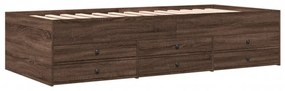 barna tölgy kanapéágy fiókkal matrac nélkül 90x200 cm