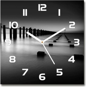 Négyzet alakú üveg falióra Temze hullámtörő 30x30 cm