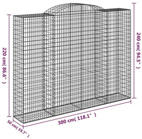 3 db íves horganyzott vas gabion kosár 300x50x220/240 cm