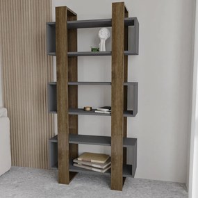 Milano könyvespolc, dió-antracit, 80 cm