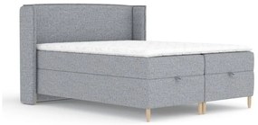 Szürke ágyneműtartós boxspring ágy 200x200 cm Monpelli – Maison de Rêve