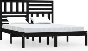 vidaXL fekete tömör fenyőfa ágykeret 140 x 190 cm