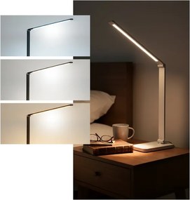 Brilagi - LED érintős asztali lámpa, dimmelhető, vezeték nélküli QI töltő, LED/7W/5V, 3000/4000/6000K, fehér