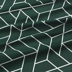 Goldea pamut körgumis lepedő - mozaik minta, sötétzöld alapon 90 x 200 cm