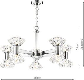 Dar Lighting glamour modern csillár tiana csiszolt króm dartia2350