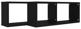 2 db fekete szerelt fa négyszögű fali polc 60 x 15 x 23 cm