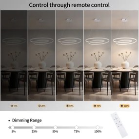 Brilagi-LED Fényerőszabályozható függeszték sodronykábelen TWISTER LED/75W/230V Ø 70 cm fehér + távirányító
