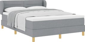 vidaXL Boxrugós ágy matracmal Világosszürke 140 x 190 cm szövet