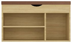 sonoma tölgy szerelt fa cipőtároló pad párnával 80 x 30 x 47 cm