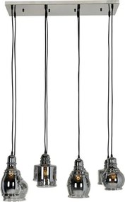 KING HOME -HL-0096 VRYON Többágú Függesztett Lámpa Fekete, Füstös E27 IP20