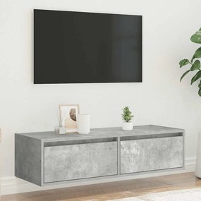 TV szekrény LED világítással beton szürke 100X35,5x25 cm