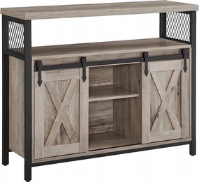 Komód 2 tolóajtóval szürke-fekete Loft