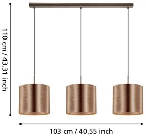 Eglo 39357 - Csillár zsinóron SAGANTO 1 3xE27/60W/230V réz