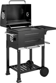 Outsunny kompakt faszenes grillkocsi fedővel, hőmérővel, grillráccsal, hamutartóval és szellőzőnyílásokkal