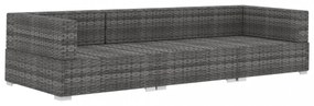 3 részes szürke polyrattan kerti kanapészett párnákkal