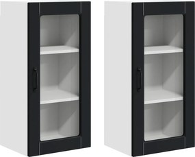 vidaXL Konyhaszekrény 2 pcs Fekete 40 x 31 x 80 cm Faanyag