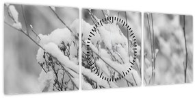 Kép - Havas ágak (órával) (90x30 cm)