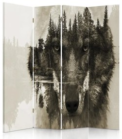 Gario Paraván Farkas az erdõ hátterén barna színben Méret: 145 x 170 cm, Kivitelezés: Forgó paraván 360°