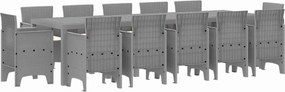 vidaXL Kert étkező szett párnával 13 pcs Világosszürke