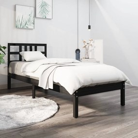 fekete tömör fa ágykeret 100 x 200 cm