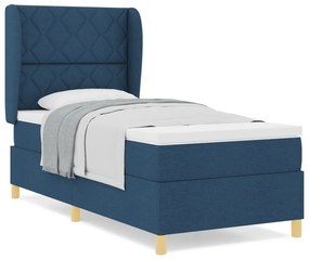 Boxspringágy Mattal - Kék - 90x190 cm - Szövet