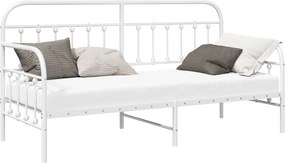 vidaXL Nappali ágykeret Fehér 80 x 200 cm Porszórt acél
