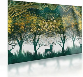 Kép - Szarvas a zöld erdőben (üvegen) (70x50 cm)